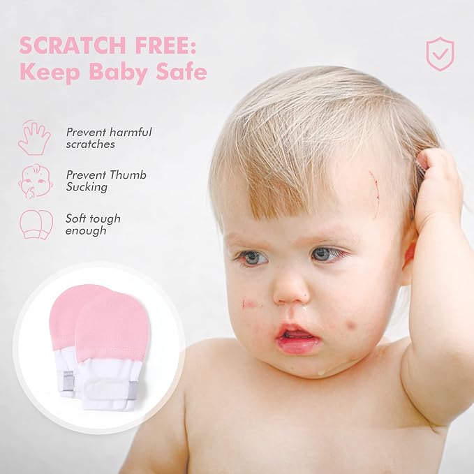 Baby Newborn No Scratch Mittens Stay On, 100% Cotton Adjustable 0-12M | Soft - Image 2