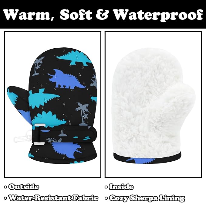 Sarfel Toddler Mittens Waterproof Toddler Gloves Baby Winter Mittens Toddler - Image 2