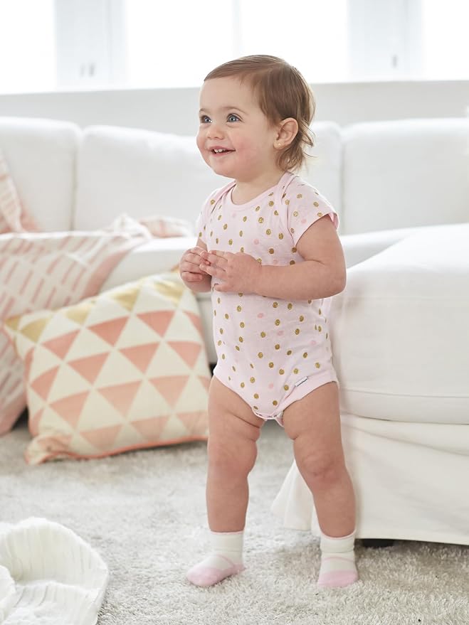 Gerber Baby Girls 5-Pack Short Sleeve Variety Onesies Bodysuits - Image 5