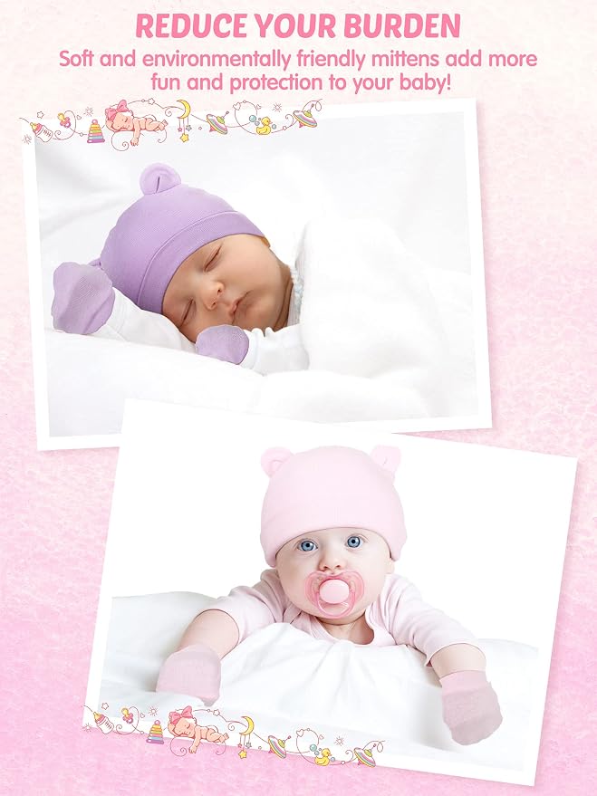 Geyoga 12 Pcs Baby Hat | Newborn Hats Mittens - Image 6