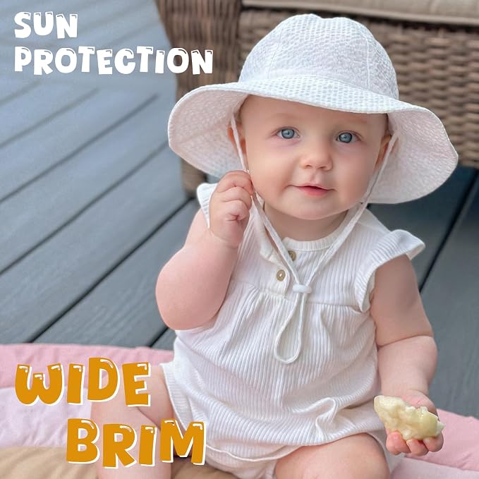 HONGTEYA Baby Sun Hat Wide Brim Adjustable Toddler Beach Bucket Hat | Soft - Image 2