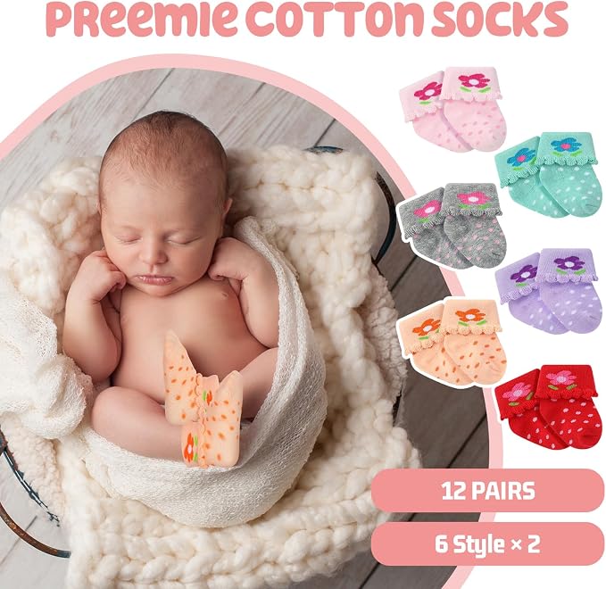 Toulite 12 Pair Preemie Newborn Baby Socks - Image 3