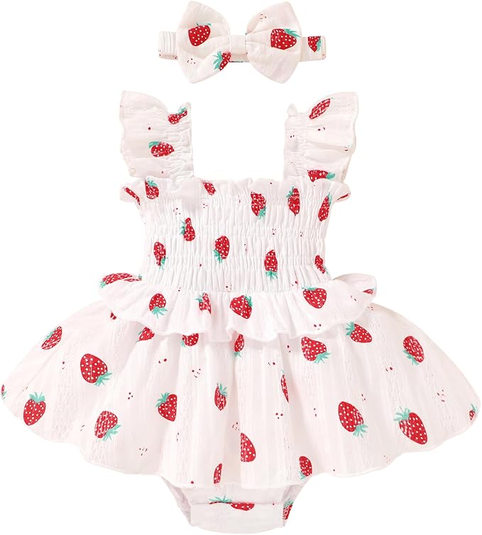 YOUNGER TREE Baby Girl Clothes Ruffle Romper Boho Dress Summer Cake Smash by YOUNGERTREE
