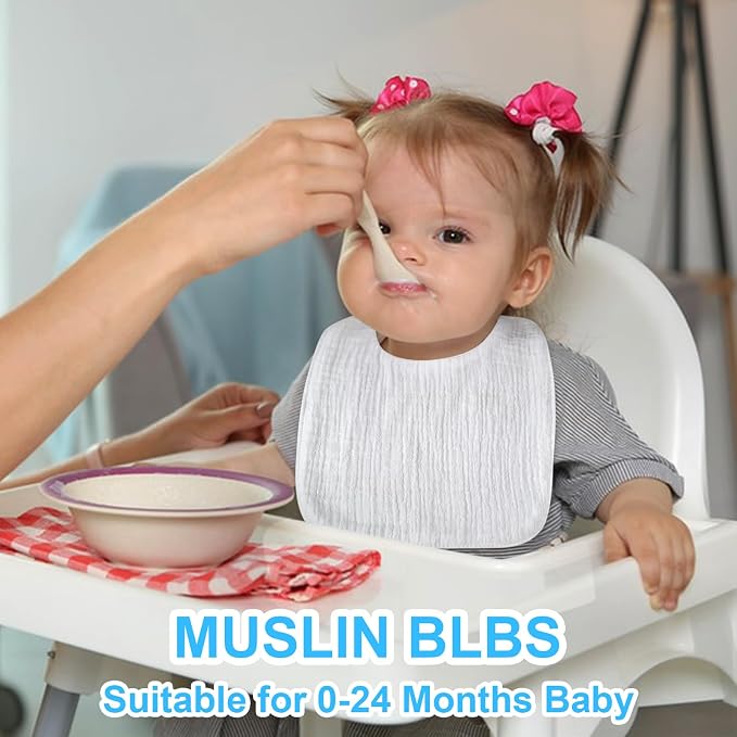 Accmor Muslin Baby Bibs, 6 Pack Soft Cotton Baby Bandana Drool Bibs - Image 5