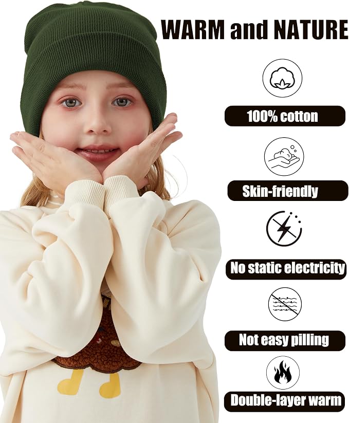 ROYBENS 100% Cotton Baby Beanie Cute Toddler Winter Hat Knit Caps Ages 0-8 | - Image 5
