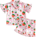 Kuriozud Toddler Baby Girl Pajamas Set Summer Floral Short Sleeve Button Down by Kuriozud