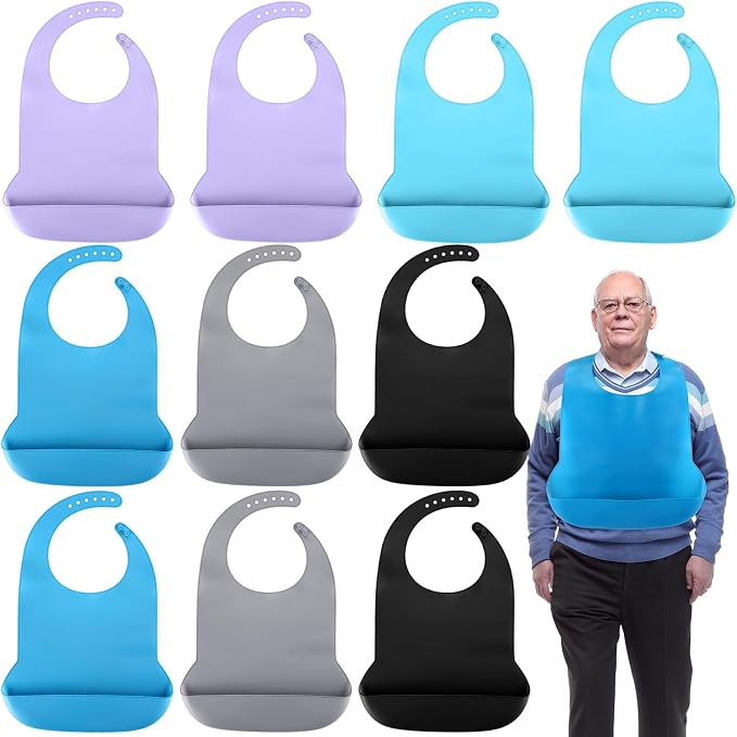 10 Pack Silicone Adult Bibs by Jeere
