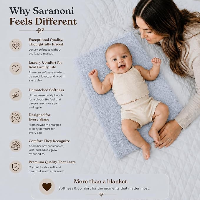 Saranoni Bamboni Baby Blanket Breathable Bamboo Soft Security Sky Blue Mini | - Image 3