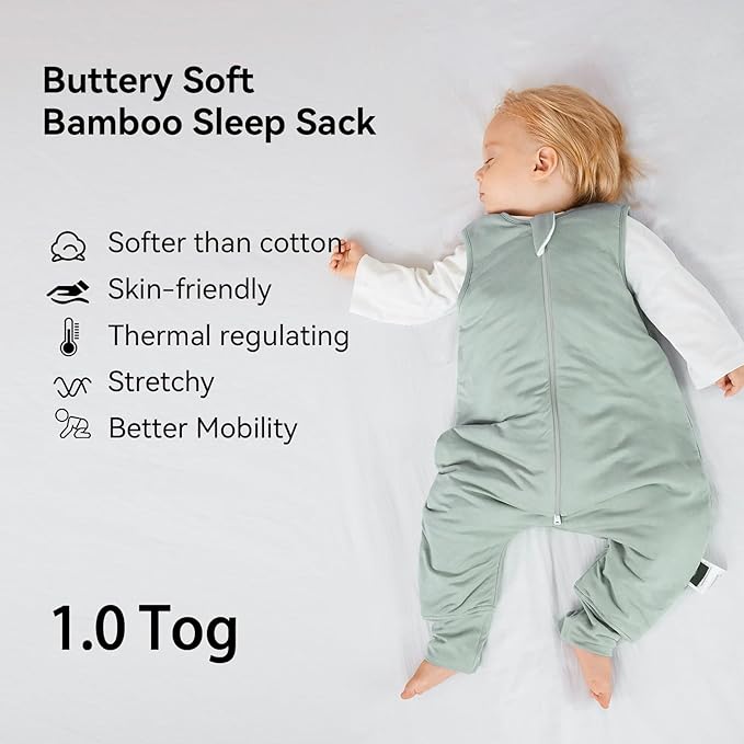 Rayon Made from Bamboo Toddler Sleep Sack with Feet 24-36 Months 1.0 Tog Ultra Soft Toddler Sleeping Sack 2t-3t Sleep Bag Walker Quilted Wearable Blanket with Legs 2-Way Zipper Lightweight