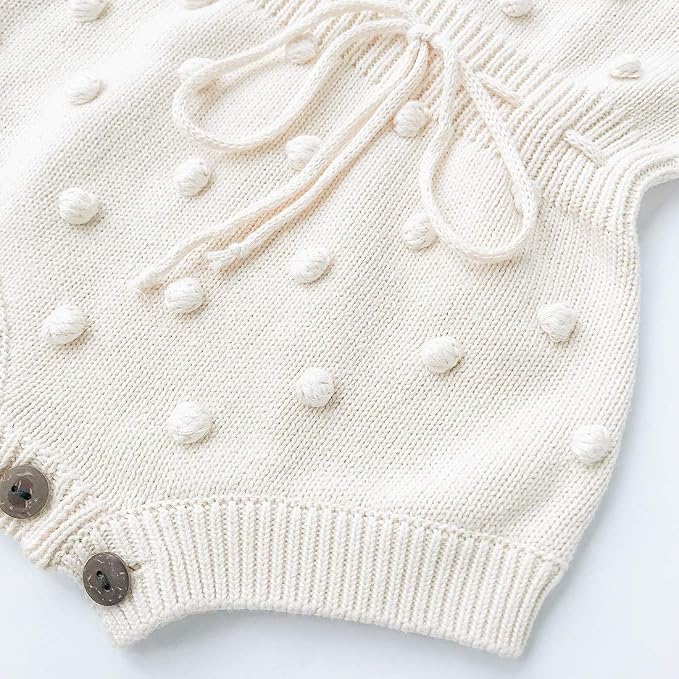 Simplee kids Baby Girl Romper, Sleeveless Pompoms Square Neck | Soft Breathable - Image 5