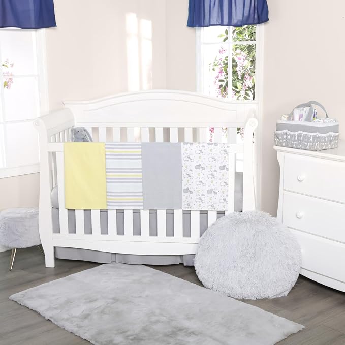 EVERYDAY KIDS 4 Pack of Soft Flannel Receiving Baby Blanket Set; Yellow/Gray - Image 2