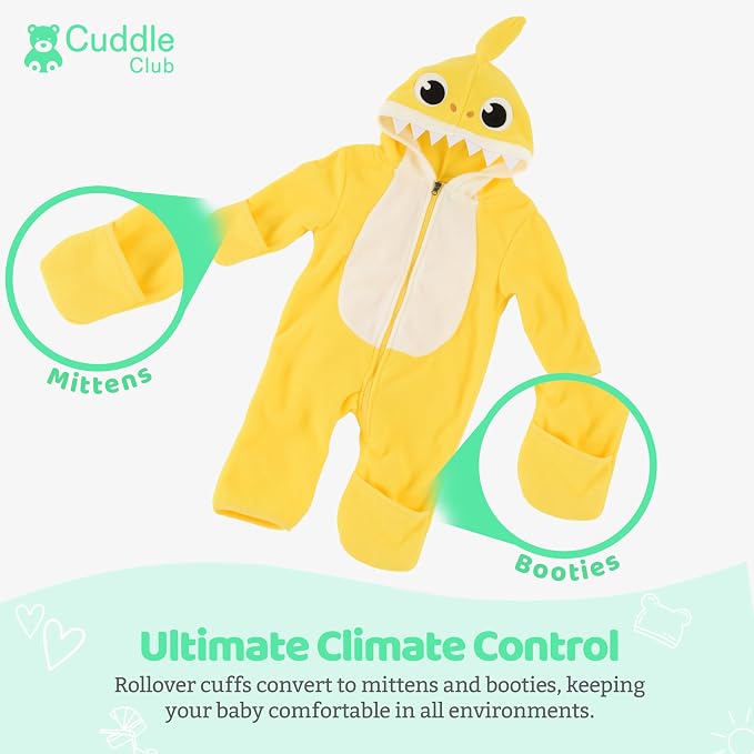 Cuddle Club Fleece Baby Bunting Bodysuit Hoodie, Newborn - Image 3