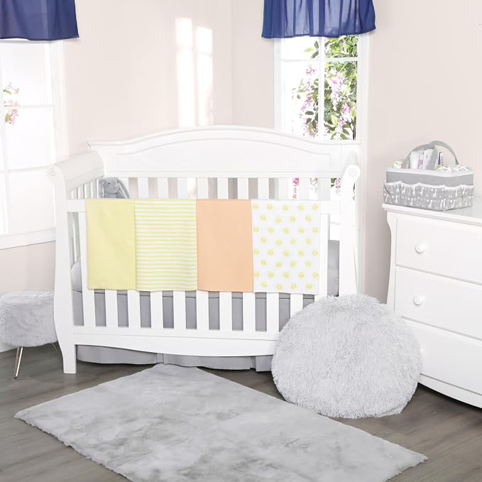 EVERYDAY KIDS 4 Pack of Soft Flannel Receiving Baby Blanket Set - Image 2