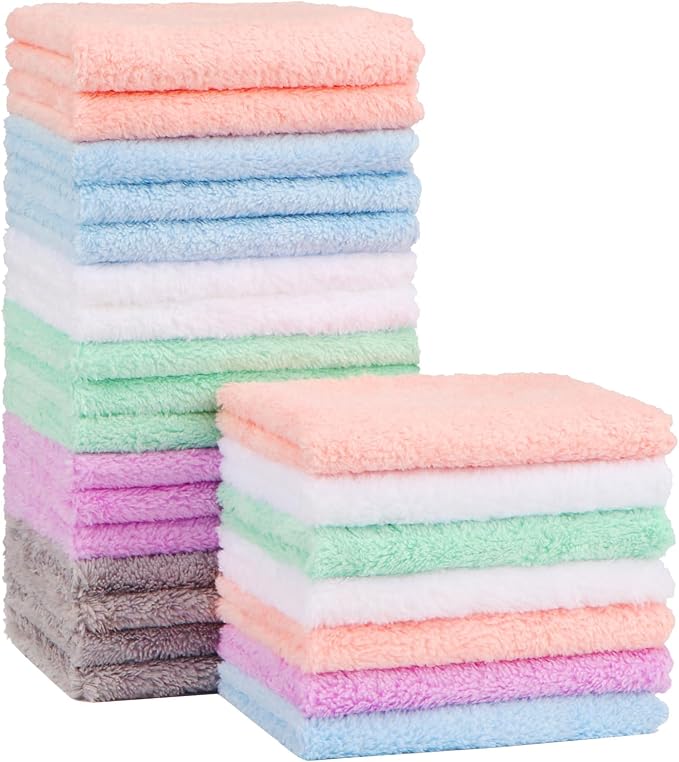 Orighty Baby Washcloths 24-Pack, Microfiber Coral Fleece Baby Towels, Super by AllRightinOrighty