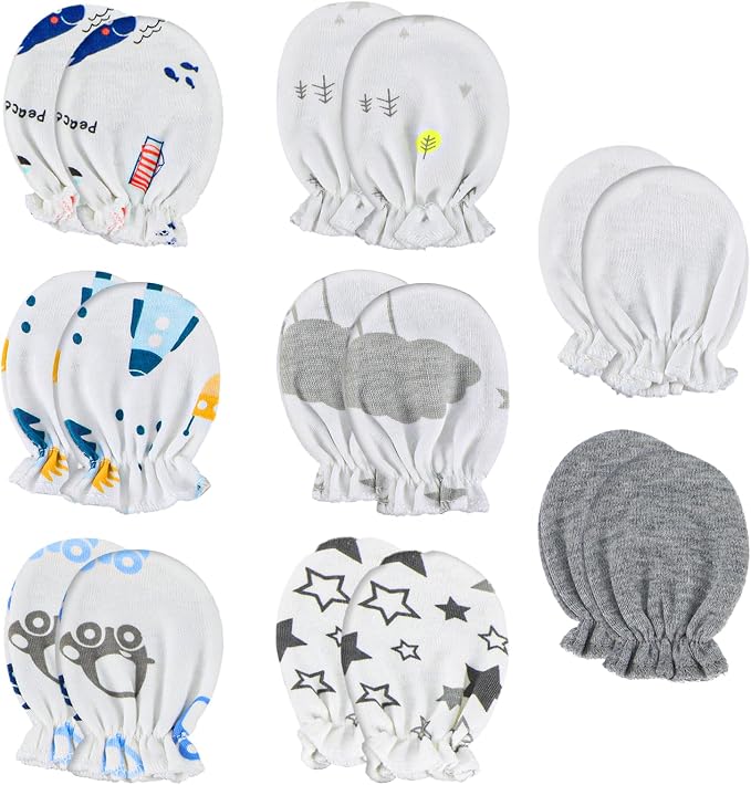 8 Pairs Newborn Baby Mittens No Scratch Gloves, Cotton Infant Baby Gloves - Image 7