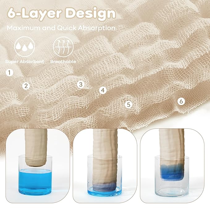 Yoofoss Muslin Baby Washcloths 100% Cotton Face Towels 10 Pack Wash Cloths for Baby 12x12in Soft and Absorbent Baby Wipes (Apricot)
