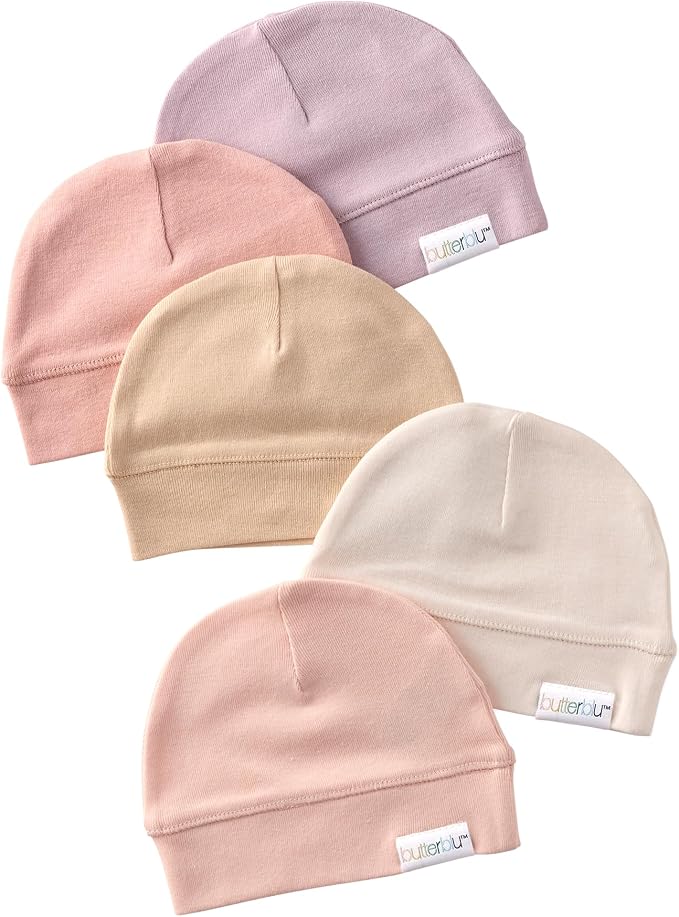 Charlie 5-Pack Caps 100% Organic Cotton Beanie Hats | GOTS certified Organic by Butterblu