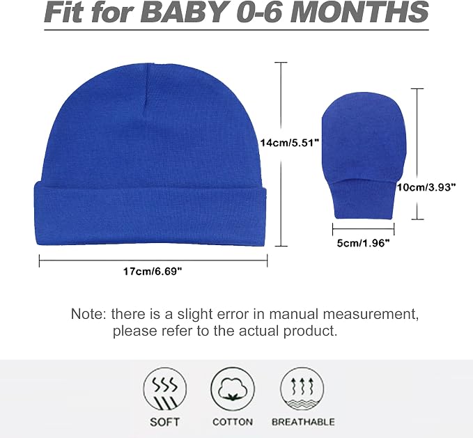 UTTPLL Newborn Hats Mittens Set Toddler Girls Boys Cotton Nursery Hospital - Image 7