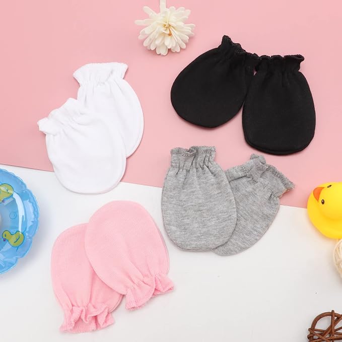 AQOKKA Newborn Baby Mittens No Scratch Cotton Elastic Wrist Gloves Infant - Image 5