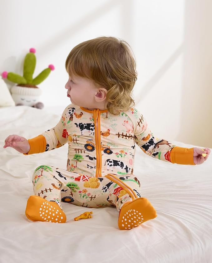 babee Reshinee Bamboo Viscose Baby Footie Pajama, Zipper Sleeper Boys Girls | - Image 6