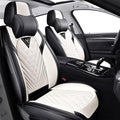 Car Seat Covers,Waterproof Nappa Leather Automotive Seat Covers Full Set for Cars SUV Truck Sedan,Universal Anti-Slip Seat Protector Breathable Seat Cover (2 Seat-Headrest,Black&White)