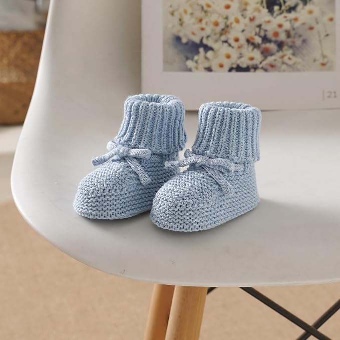 Hadetoto 100% Organic Cotton Baby Beanie and Booties Set | Newborn, Knit Sock - Image 7