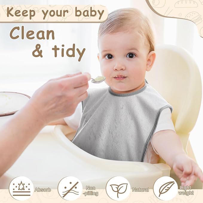 Hercicy Full Coverage Pullover Toddler Baby Bibs | Terry Cloth Bibs - Image 5