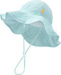 HONGTEYA Baby Sun Hat Toddler Girl Beach Hat Adjustable Outdoor Summer Hat UPF 50+ Sun Protection Wide Brim Infant Kids
