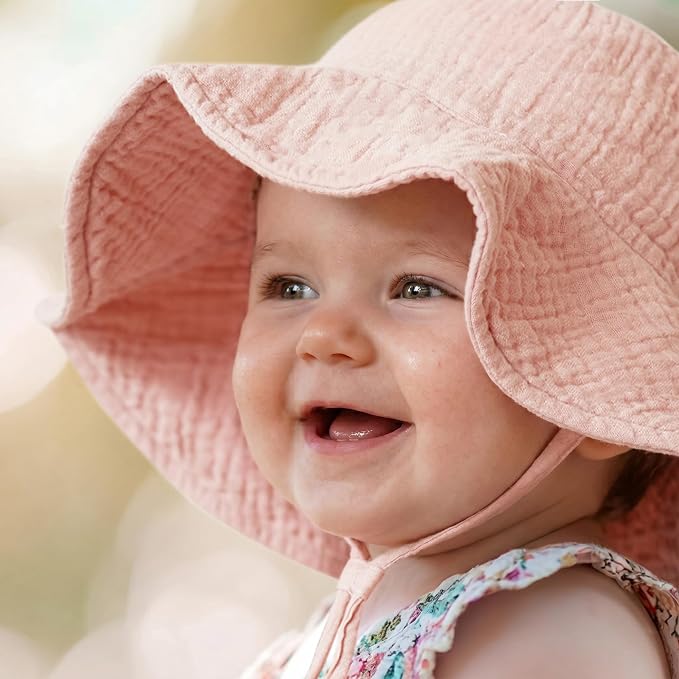 Konssy 2-Pack Muslin Baby Girl Sun Hats - Image 6