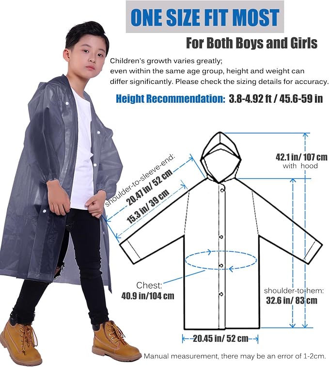 Kids Rain Jacket, 2 Pack Rain Ponchos - Image 2
