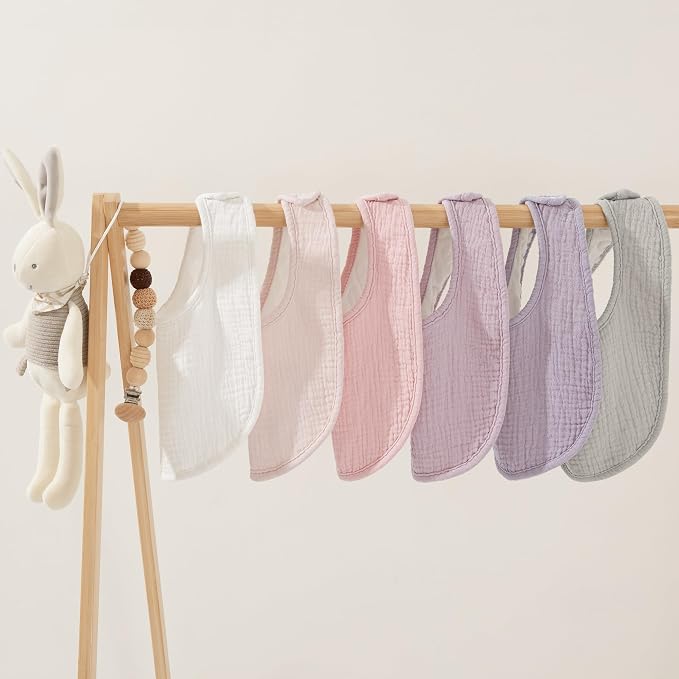 Susurration Muslin Baby Drool Bibs 6Pack Soft Square Adjustable Baby Bandana - Image 5
