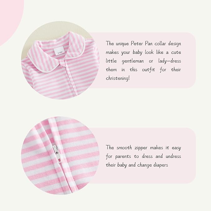 Seyurigaoka Newborn Baby Boy Girl Romper Long Sleeve Zipper Jumpsuit - Image 3