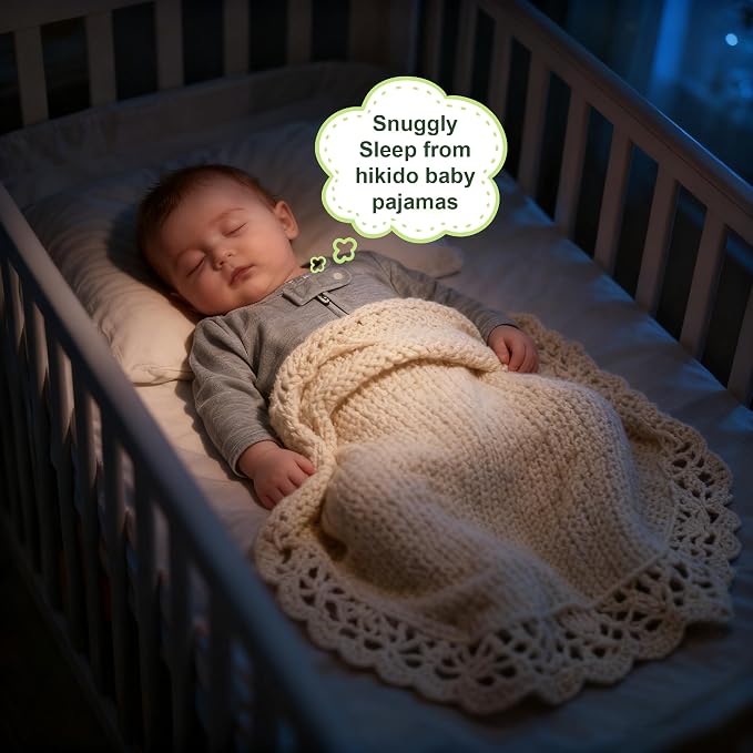 Hikido Baby Romper 100% Organic Cotton Pajamas One Piece Long Sleeve Zipper - Image 4