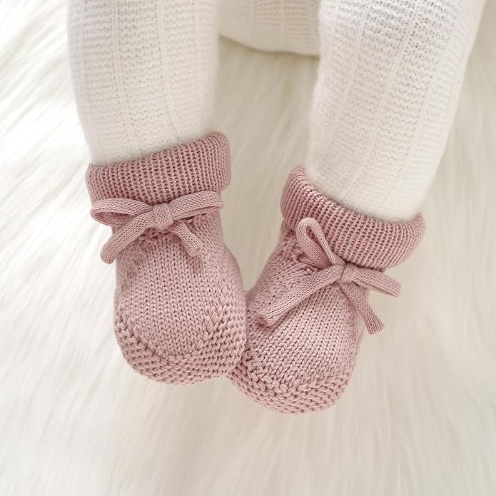 Hadetoto Newborn Baby Booties Cotton Knit Shoes | Soft, First Walkers, - Image 2