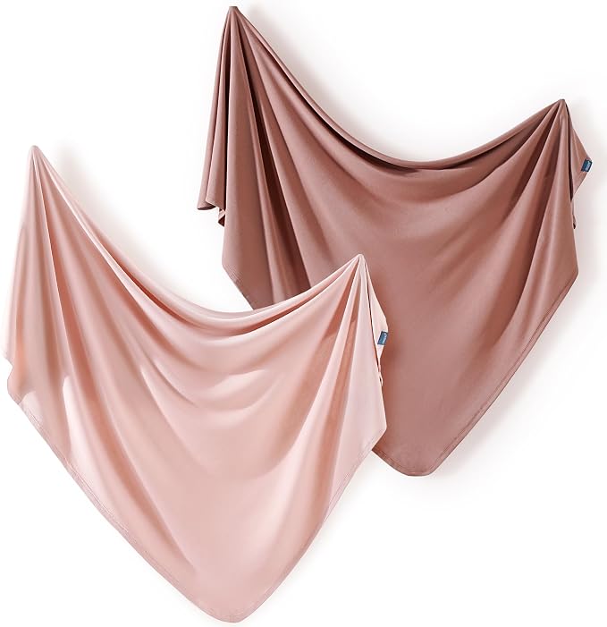 2 Pack Newborn Swaddle Blanket, Ultra Soft Stretchy Jersey Knit Extra Large by BUYNOW