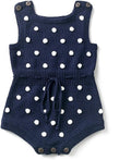 Simplee kids Baby Girl Romper, Sleeveless Pompoms Square Neck | Soft Breathable by Simpleekids