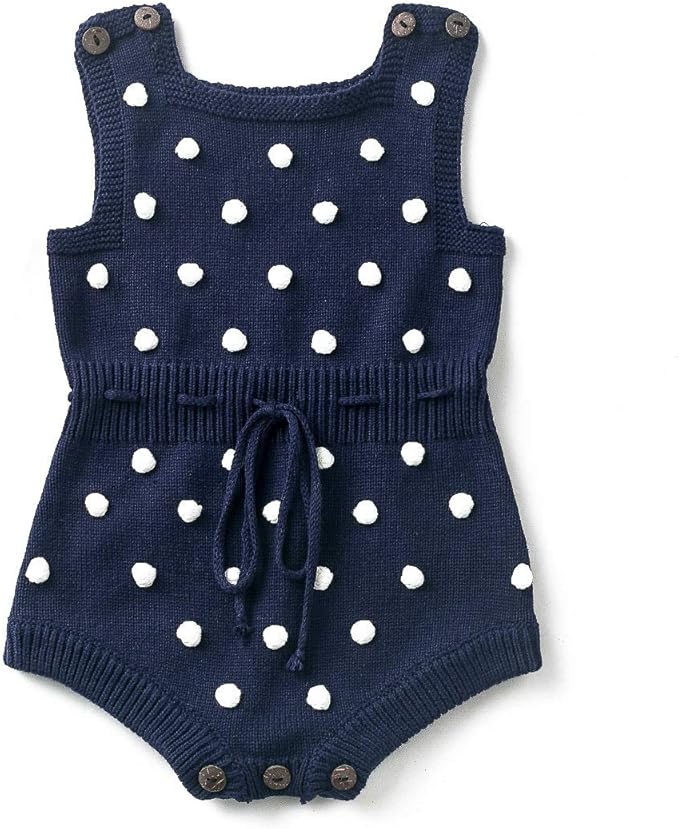 Simplee kids Baby Girl Romper, Sleeveless Pompoms Square Neck | Soft Breathable by Simpleekids