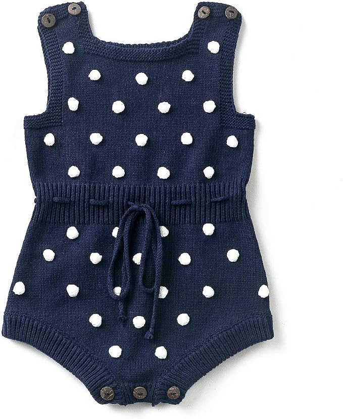 Simplee kids Baby Girl Romper, Sleeveless Pompoms Square Neck | Soft Breathable by Simpleekids