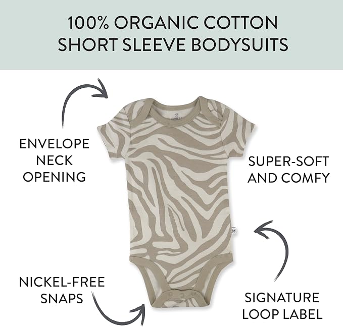 HonestBaby 5-pack Short Sleeve Bodysuits One-piece 100% Organic Cotton - Image 3