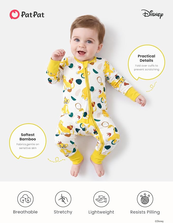Disney Baby Viscose Made from Bamboo 2-Way Zipper Footie Outfit NB to Inf - Image 5