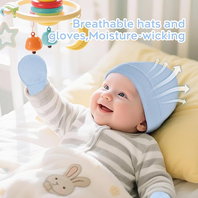 Zando Anti-Scratch Baby Hats Mittens Warm Newborn Infant Boys Girls 0-6M | - Image 4