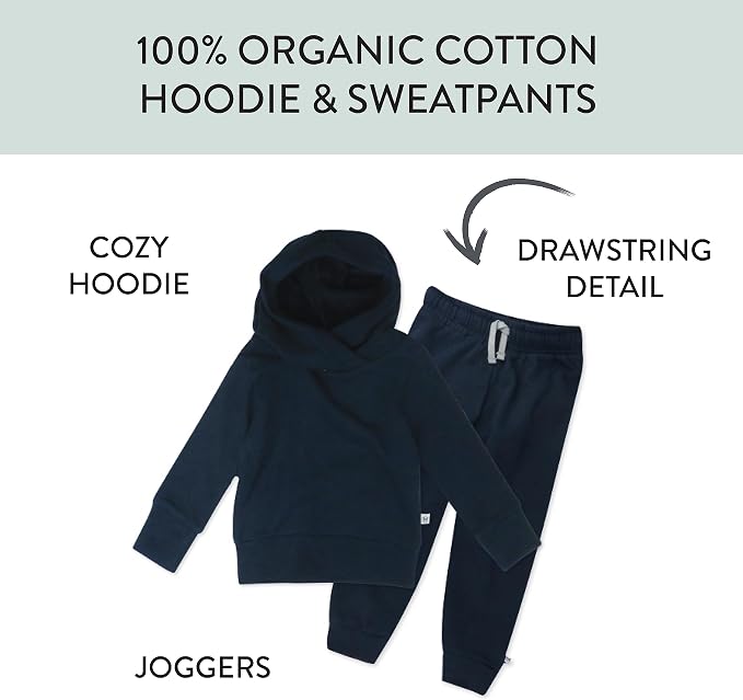 HonestBaby unisex-baby Light Weight Hoodie & Sweatpant Set 100% Organic Cotton - Image 4