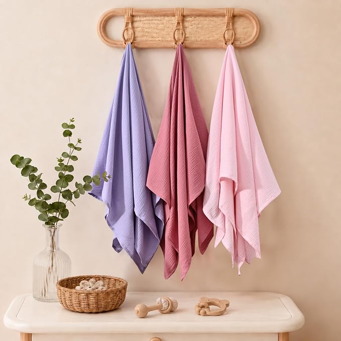 NESTALLY Cocoon Muslin Swaddle Blankets 3 Pack, Soft Breathable Large 47"x47" - Image 8