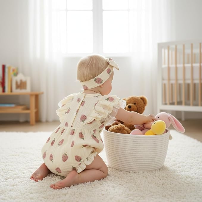 TITKKOP Ruffle Bubble Romper for Baby Girl | One-Piece Shorts Jumpsuit | Summer - Image 7