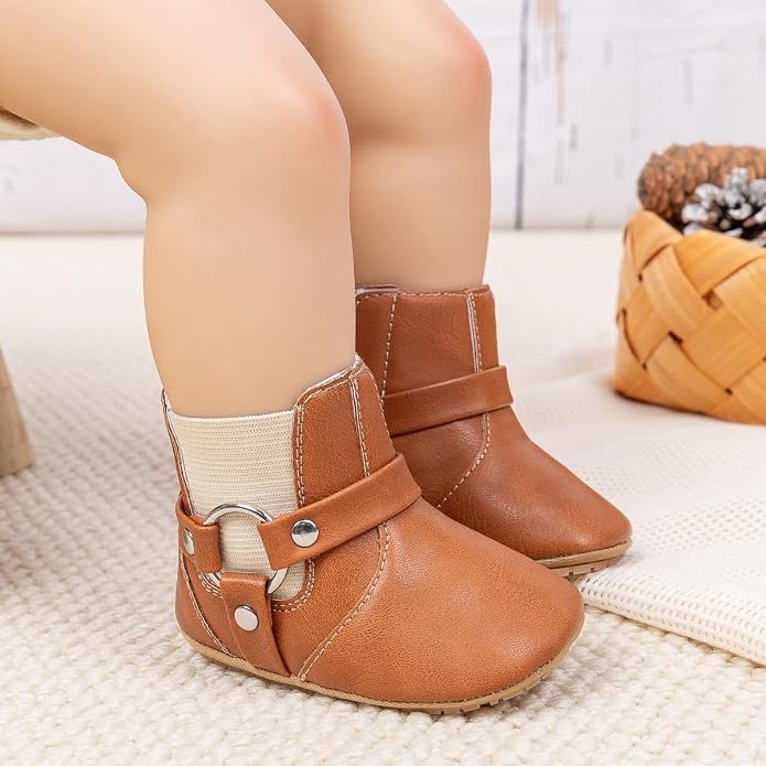 Meckior Baby Girls Cowboy Tassel Boots Side Zipper Moccasins Soft Bottom - Image 2