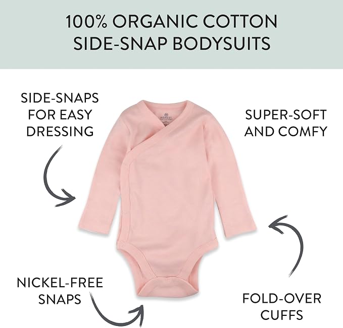 HonestBaby Baby 3-pack Long Sleeve Side-snap Kimono Bodysuits Organic Cotton - Image 3