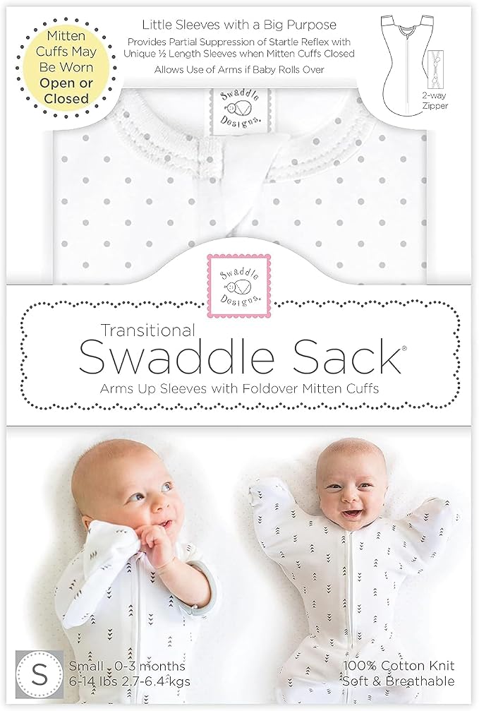 SwaddleDesigns Transitional Swaddle Sack, Arms Up Half-Length Sleeve & Mitten - Image 8