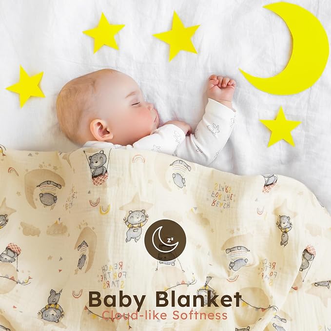 RILIHO 5 Pack Muslin Swaddle Blankets & Baby Burp Cloths, Soft & Breathable - Image 4