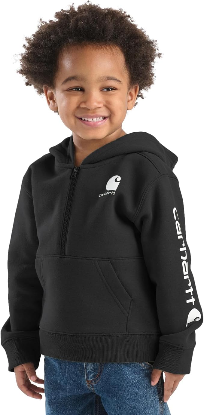 Carhartt Boys Half-Zip Hooded Pullover Sweatshirt | Cotton Jersey | Rib-Knit - Image 3