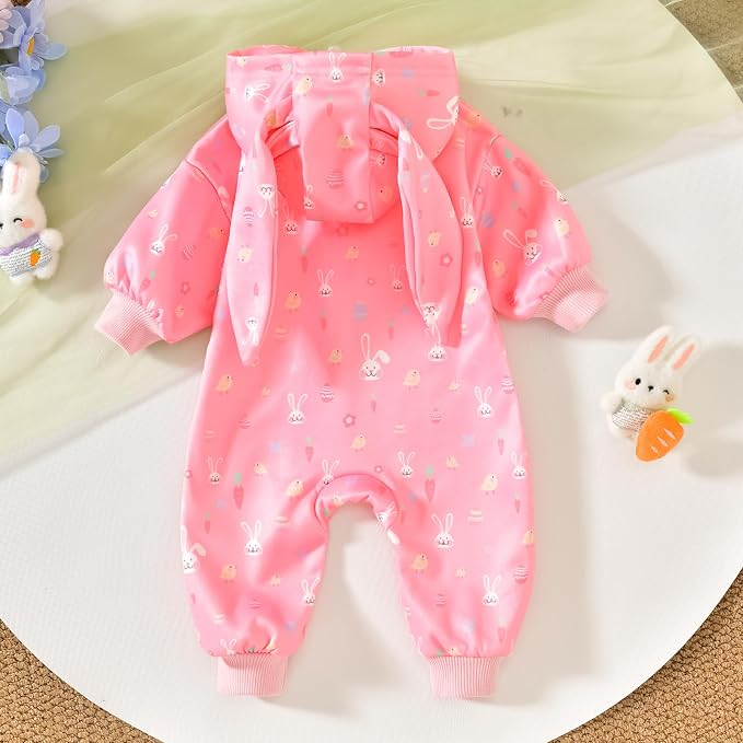 Unutiylo Unisex Baby Boys Girls Long Sleeve Infant Baby Zipper Hooded Jumpsuits - Image 4